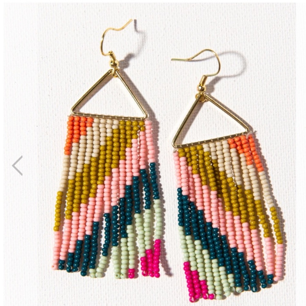 INK + ALLOY Beaded Fringe on the Triangle earring